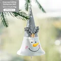 Campanella a forma di pupazzo di neve in metallo bianco e grigio per l'albero - Pupazzo di Neve Grande / 13x7.5cm