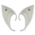 Cosplay latex elf ears in light skin tone with sparkling round rhinestone accents - 10CM OPP Bag / White With White Gem