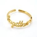 Minimalist 18K gold plated stainless steel open ring featuring Sagittarius constellation text - Sagittarius / Gold