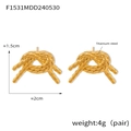 Détail des boucles d'oreilles nœud en acier titane plaqué or avec les dimensions - F1531 Nœud / Or