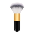 Portable chubby makeup brush with grey gradient bristles and elegant black handle - Big Chubby Black Gold Tricolor Hair (With Net)