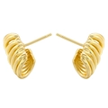 French vintage gold-plated curved stud earrings with spiral textured claw design - VE1257 Style / Gold (VE1257)
