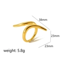 Polished gold wavy ring showing exact dimensions 38mm by 23mm and 5.8g weight - Minimalist Wave Style (TR4315)