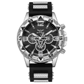 Orologio cronografo da uomo con cassa argentata, cinturino in silicone e quadrante blu - Quadrante Nero Cassa Argento Cinturino Nero