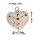 Detail of pink enamel heart pendant with colorful crystals and gold-plated copper dimensions - Pink Enamel Heart Zirconia