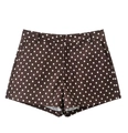 Detail of brown polka dot mini shorts with side pockets and smooth waistband design - XS / Brown Polka Dot Shorts