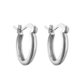 Macro shot of minimalist silver hoop earrings with polished smooth metallic surface finish - Silver Smooth Hoop