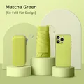 Ultralight six-fold flat capsule umbrella in matcha green with black sunshade coating - Flat 6-Fold Thickened Black Glue / With Cloth Sleeve / Matcha Green