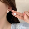 Cute asymmetric smile and cloud stud earrings with silver pins for sensitive ears - 47# Asymmetric Cloud Studs