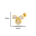Golden bow cartilage stud earring with clear crystals, dimensions 0.78cm by 0.92cm - 9# Golden Yellow
