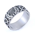 Anello vintage in acciaio inossidabile con rilievi di foglie di ananas e fiori - US 7 / Argento Vintage (01102)