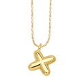 Gold plated alphabet X pendant necklace with 3D puffy design and bead chain - Letter X