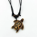 Collana con tartaruga antica, ciondolo in osso intagliato e cordino regolabile - J-1/Tartaruga Spirale Beige Marrone