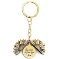 Detail of sunflower locket keychain with Remember I Love You Mom engraving in gold metal - T00012 Full Gold (Remember I Love You Mom)
