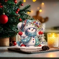 Niedlicher Schneemann Diamantmalerei Aufsteller aus Acryl für die Weihnachtsdeko - Schneemann mit Glocke (Stil x-1)
