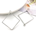 Silver square geometric hollow alloy frame pendants for DIY resin jewelry making - Large Square (13514) / 44x47mm / White K/Silver