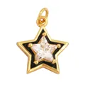 Star shaped pendant with golden metal frame, black oil drop finish and clear zircon stone - Star-Black