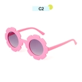 Pink flower-shaped sunflower sunglasses for kids with grey lenses for UV protection - Pink