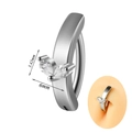 Piercing per ombelico in acciaio argentato con due zirconi bianchi a forma di goccia - 1.6x10mm / Stile Zirconia Goccia d'Acqua