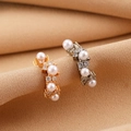 Elegant gold and silver ear cuffs with pearls and sparkling cubic zirconia stones - Pearl Ear Clip Set (2 Pieces)