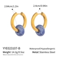 Detail view of lapis lazuli gold hoop earrings showing product dimensions and weight specs - Blue (YYE023107-B)