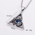 Ciondolo rosa a mezzaluna scura stile punk con design occhio onniveggente in metallo - Pendaglio Triangolo Occhio della Provvidenza