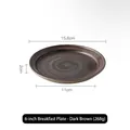 Handcrafted vintage stoneware coffee saucer in dark brown with spiral texture - Breakfast Saucer / Dark Brown
