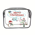 Transparent PVC makeup bag with black trim and Merry Christmas festive print - 047-Very Merry Christmas