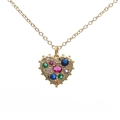 Golden heart necklace with colorful zircon micro-paving stones on a delicate gold chain - Heart / Gold