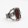 Gothic punk mummie doodskist schedel ring van vintage zilver roestvrij staal heren - US 7 / Zilver