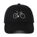 Casquette de baseball en coton noir avec broderie vélo blanche sur chapeau classique 6 pans - Noir