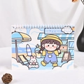 Minimalist summer cartoon diary with spiral binding and cute girl illustration - A5 / Ice Cream Summer