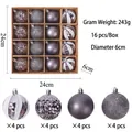 16-piece silver and grey Christmas ball ornament set with mixed patterns and textures - Silver Grey 16-Piece Set (Style E)
