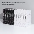 Set of 12 modern black and white decorative book boxes for stylish home office decor - Set 15 (12 Books)