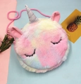 Détails du sac licorne en peluche arc-en-ciel avec corne pailletée et broderie - Arc-en-ciel Dégradé Macaron (Unicorn-8)