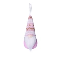 Pink Christmas gnome ornament with white beard and knitted hat for festive tree decor - Pink Wave Pattern Hat