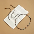 Bohemian handmade tassel waist chain with dark brown woven rope and turquoise beads - Dark Brown Woven Wood Turquoise Resin (X502-7)