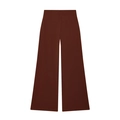 Chocolate brown high-waist wide-leg trousers with a draped finish on white background - S / Amber Pants