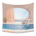 Arazzo bohémien con archi rosa surreali e design piscina per decorazione stanza - 73X95CM / CX202130 Piscina ad Arco (Spazzolato)