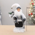 32cm Weihnachtsmann-Puppe in Grau und Weiß mit Laterne und kleinem Weihnachtsbaum - 32cm / Grau & Weiß (T250034)