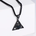 Collana punk in acciaio inossidabile nero con ciondolo a triangolo occhio di dio - Con catena / Nero