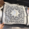 Satin paisley square scarf in black and white with elegant dot and floral patterns - 68*68cm / White