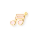 Gold music note alloy charm with pink enamel for DIY bracelet and necklace jewelry - Large (21x18mm) / Pink