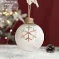 Palla di Natale in vetro con motivo a fiocco di neve e gancio in corda di canapa - Stile Fiocco di Neve