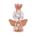 Rose gold angel pendant charm featuring a large round zircon and sparkling accents - Angel / Rose Gold