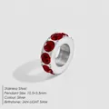 Zilveren roestvrijstalen afstandsring met rode geboortestenen voor DIY-sieraden - Januari Rood (JAN-LIGHT SIAM) / 10.5x3.5mm / Zilver