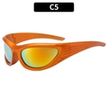 Y2K sporty oversized sunglasses with bright orange metallic frame and mirrored lenses - Orange Frame Red Mirrored Lens