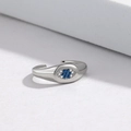 Anello regolabile in argento S925 con occhio del diavolo e zirconi blu e bianchi - Stile 1 (Design Occhio del Diavolo) / Oro Bianco (Colore Argento)