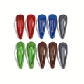 Detailed view of ten glittery teardrop hair clips in red, blue, green, brown, and grey - 5 Colors Type B (10Pcs Set)