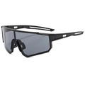 Gafas de sol deportivas sin montura con montura negra mate y patillas huecas - Montura Negra Lentes Gris Negro